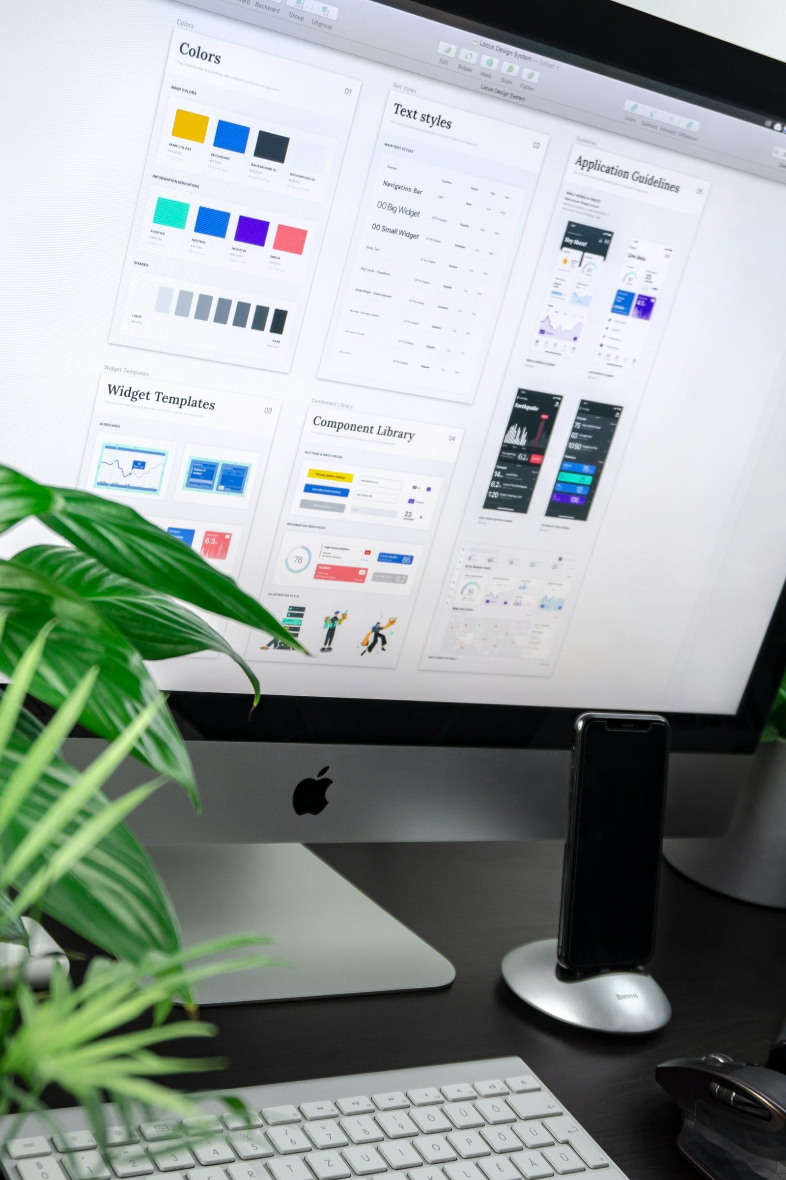 Desktop monitor showing a website design system